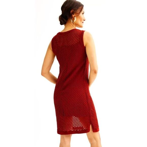 Nine West Women's Burgundy 2-Piece Crochet Knee Length Dress XXL - Picture 2 of 5